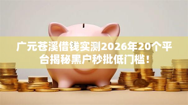 广元苍溪借钱实测2026年20个平台揭秘黑户秒批低门槛！