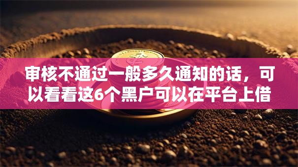审核不通过一般多久通知的话，可以看看这6个黑户可以在平台上借到钱