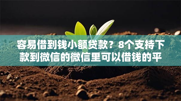 容易借到钱小额贷款？8个支持下款到微信的微信里可以借钱的平台