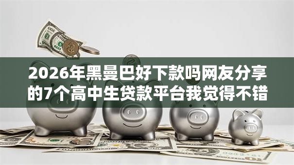 2026年黑曼巴好下款吗网友分享的7个高中生贷款平台我觉得不错！