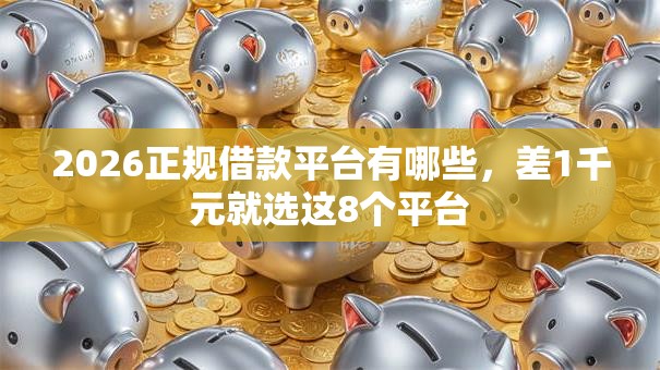 2026正规借款平台有哪些，差1千元就选这8个平台