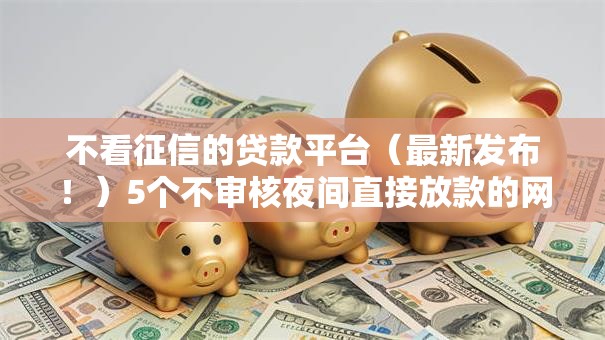 不看征信的贷款平台（最新发布！）5个不审核夜间直接放款的网贷口子
