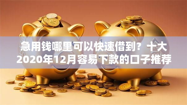 急用钱哪里可以快速借到？十大2020年12月容易下款的口子推荐