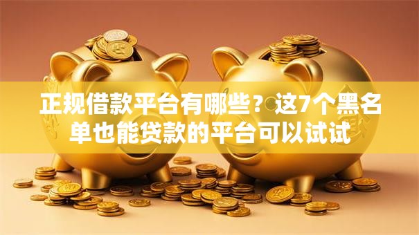 正规借款平台有哪些？这7个黑名单也能贷款的平台可以试试