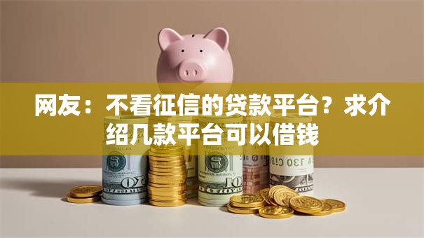网友：不看征信的贷款平台？求介绍几款平台可以借钱