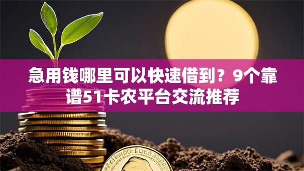 急用钱哪里可以快速借到？9个靠谱51卡农平台交流推荐