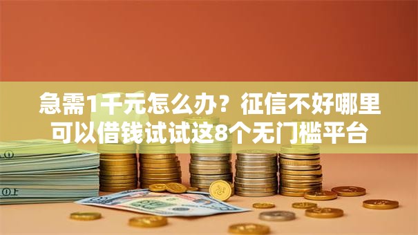 急需1千元怎么办？征信不好哪里可以借钱试试这8个无门槛平台