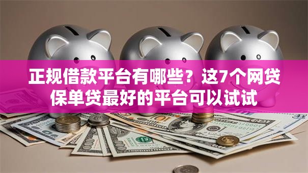 正规借款平台有哪些？这7个网贷保单贷最好的平台可以试试