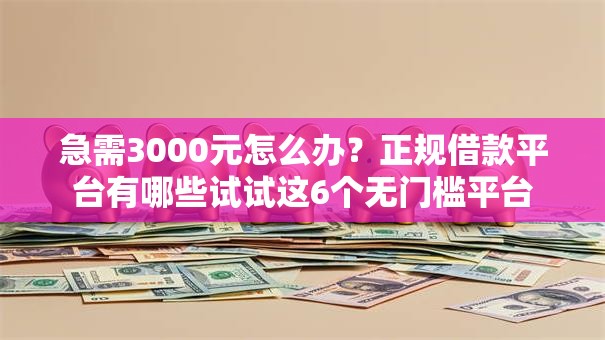 急需3000元怎么办?正规借款平台有哪些试试这6个无门槛平台 急需3000元怎么办?正规借款平台有哪些试试这6个无门槛平台
