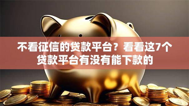 不看征信的贷款平台？看看这7个贷款平台有没有能下款的