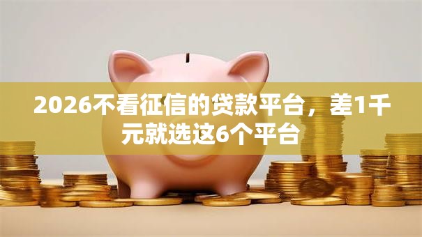 2026不看征信的贷款平台，差1千元就选这6个平台