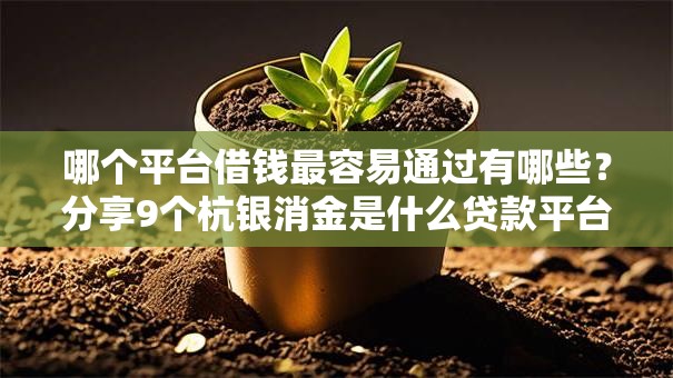 哪个平台借钱最容易通过有哪些？分享9个杭银消金是什么贷款平台