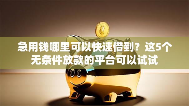急用钱哪里可以快速借到?这5个无条件放款的平台可以试试 急用钱哪里可以快速借到?这5个无条件放款的平台可以试试