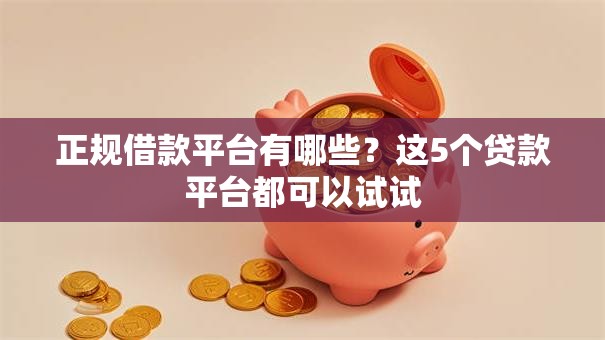 正规借款平台有哪些?这5个贷款平台都可以试试 正规借款平台有哪些?这5个贷款平台都可以试试